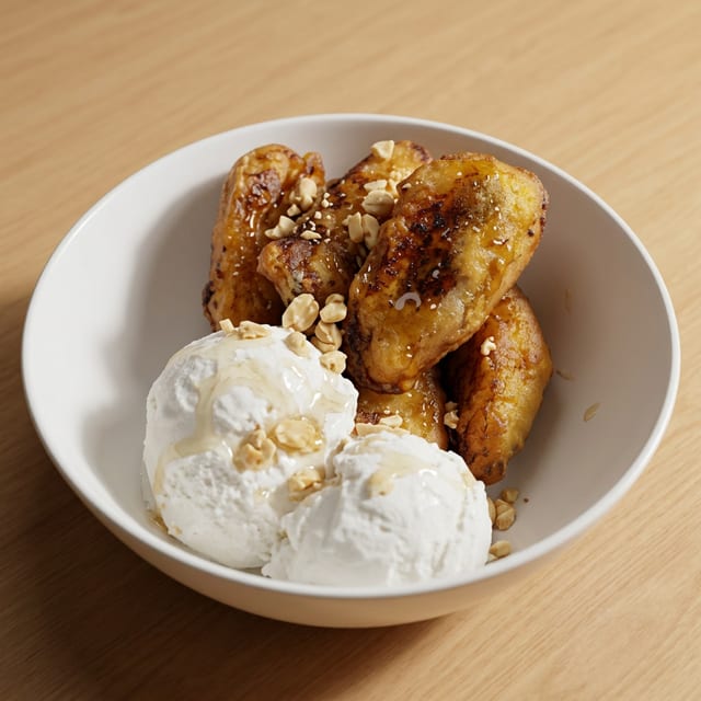 Fried Banana w/Thai Ice Cream.